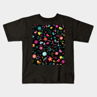 Floral Bliss_Black Kids T-Shirt